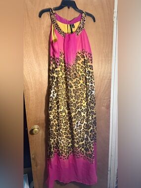 Maxi Dress with Pink & Leopard Print